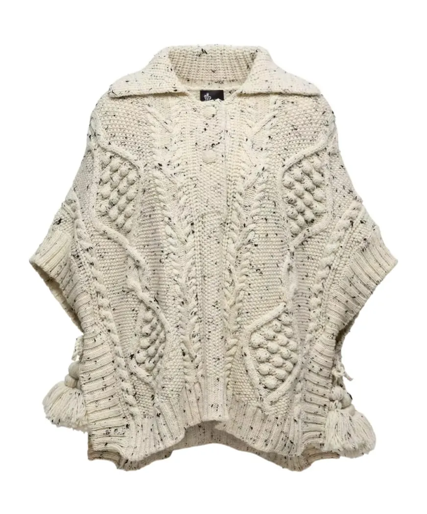 Wool Blend Tassel Cape