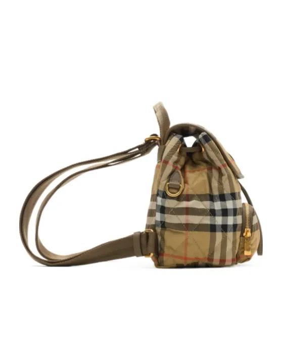 Burberry Logo Patch Checked Quilted Backpack