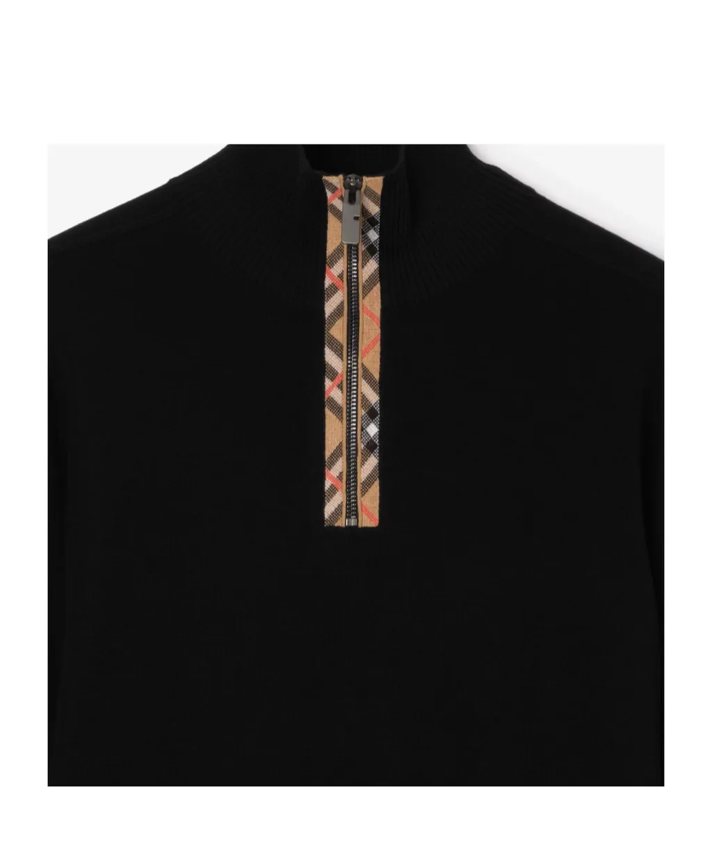 Burberry Check Trim Half-Zip Jumper