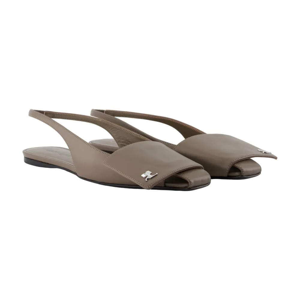CourrÈGes Fold Leather Slingback Ballerinas