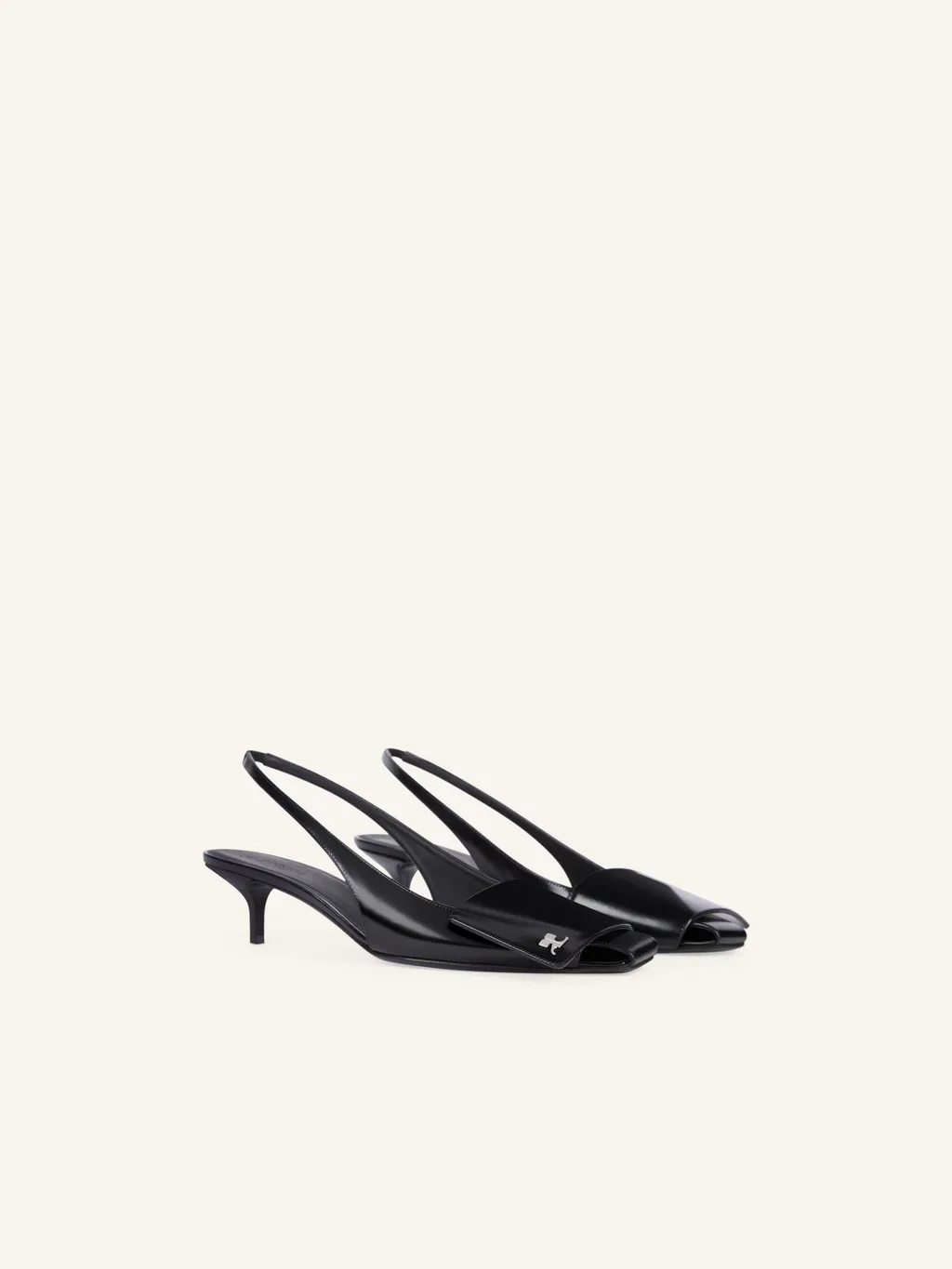 Courrges Fold Leather Slingback Pumps