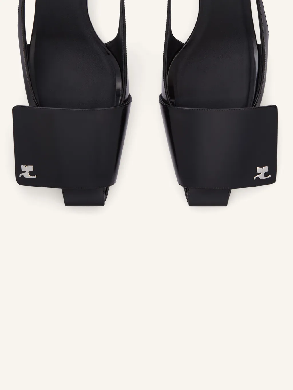 Courrges Fold Leather Slingback Pumps