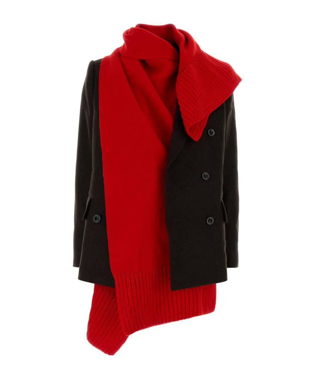 Sacai Notched Lapel Double-Breasted Blazer
