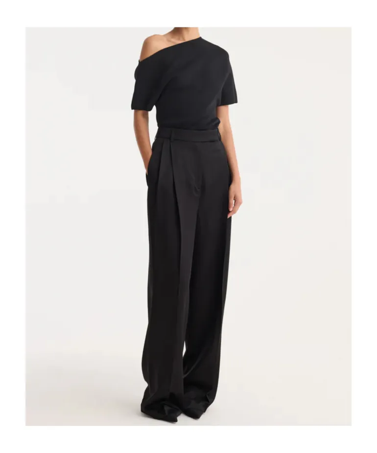 High-Waisted Pleated Casual Pants