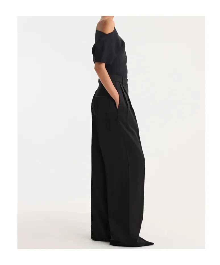 High-Waisted Pleated Casual Pants