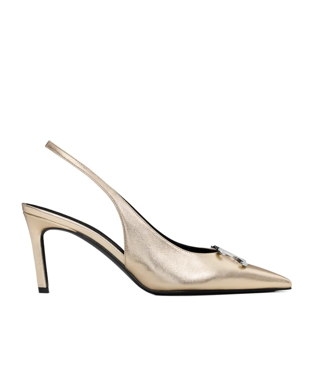 Celine Alma Triomphe Slingback In Laminated Calfskin