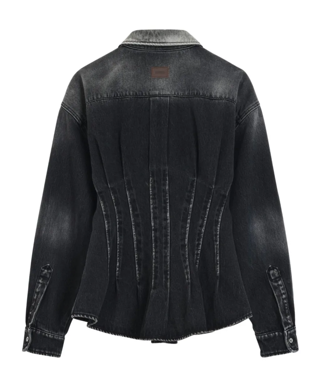 Moschino Pleated Denim Shirt