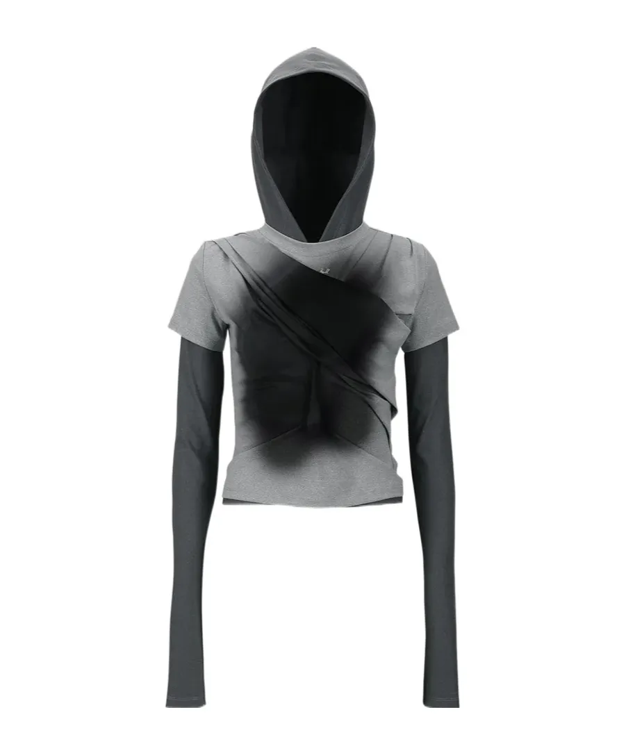 Pleated Hooded T-Shirt