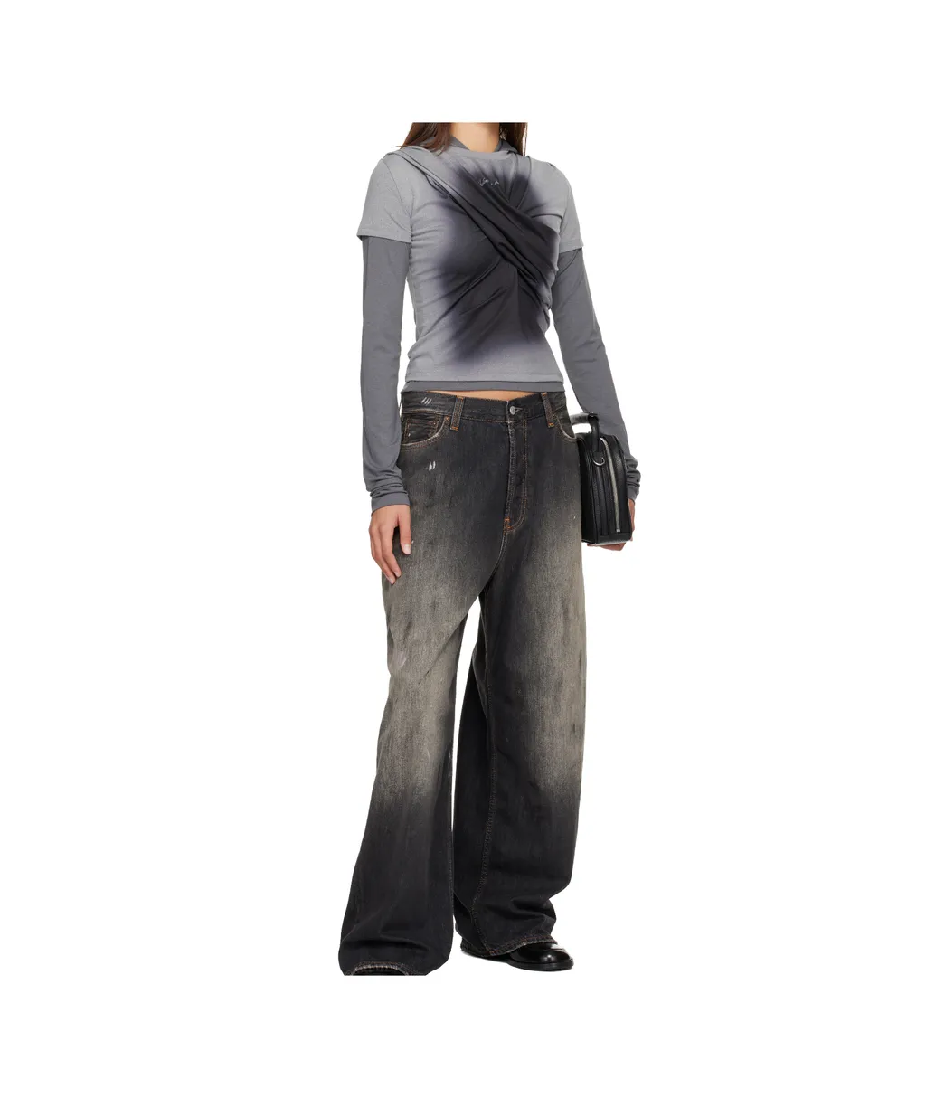 Pleated Hooded T-Shirt