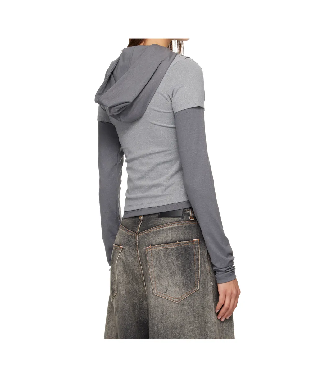 Pleated Hooded T-Shirt