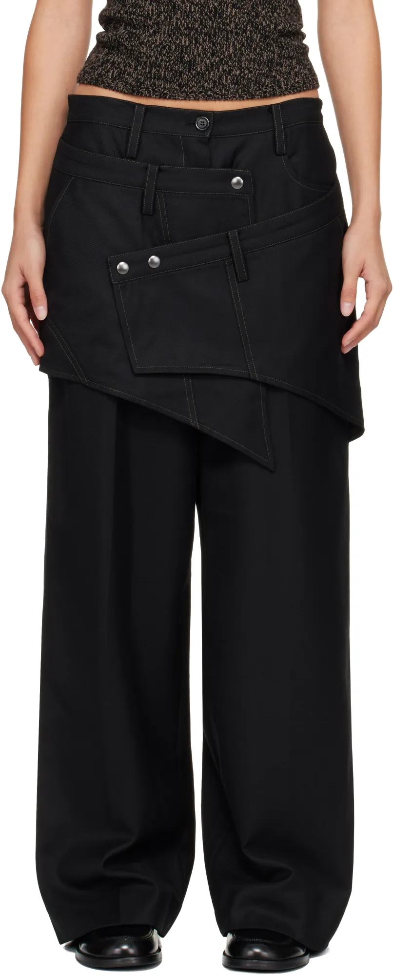 Wool Blend Twill Casual Pants