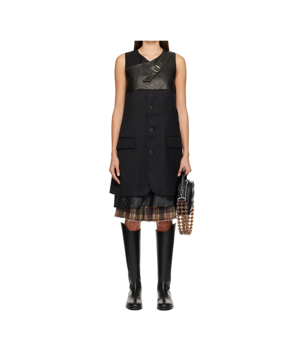 Suit-Style Sleeveless Midi Dress