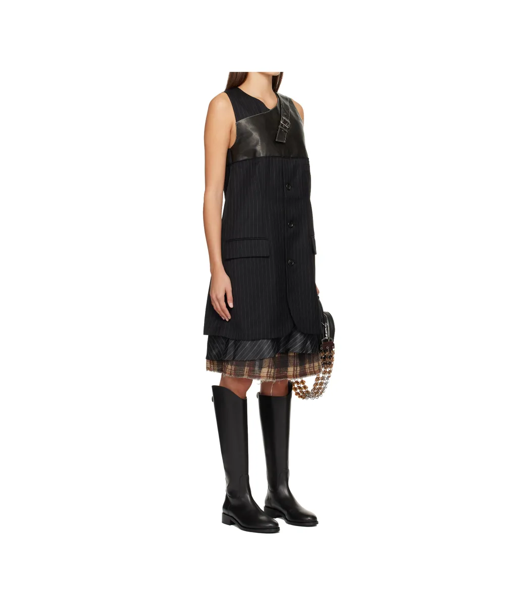 Suit-Style Sleeveless Midi Dress