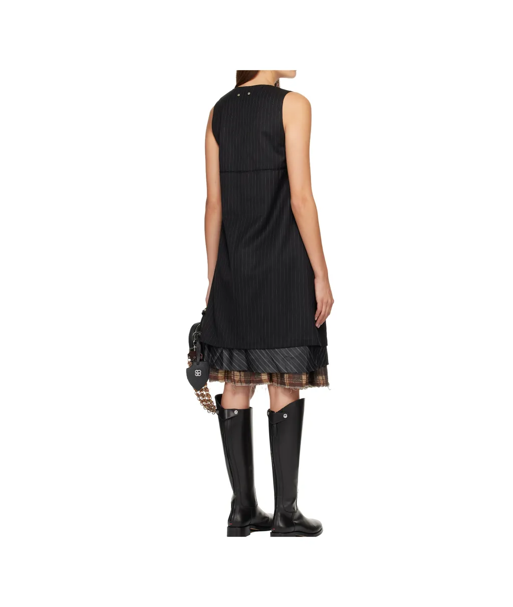 Suit-Style Sleeveless Midi Dress