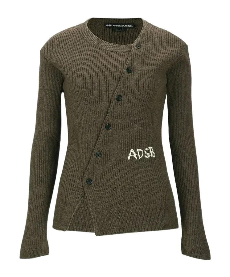 Ribbed Knit Wool Blend Cardigan