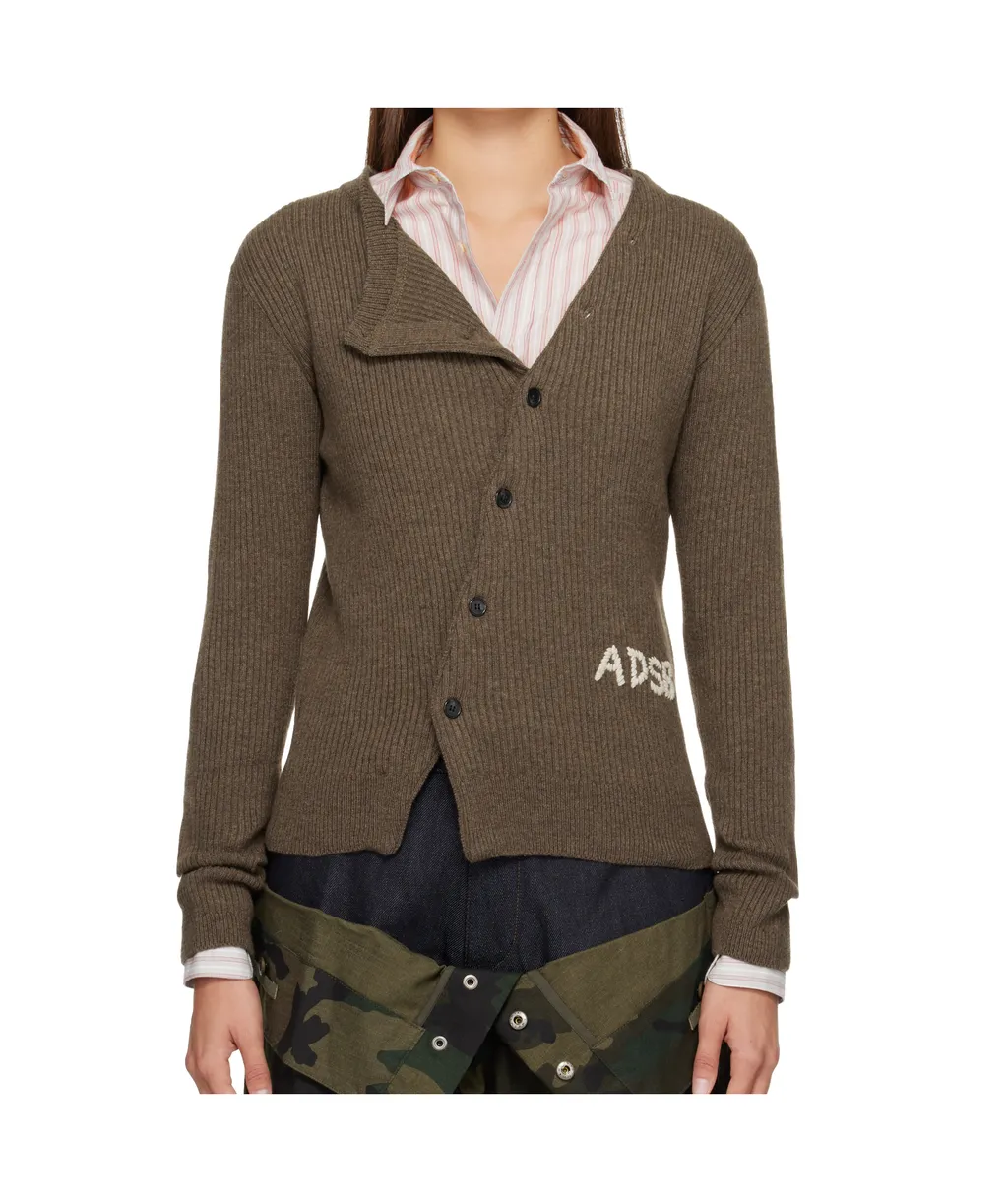 Ribbed Knit Wool Blend Cardigan