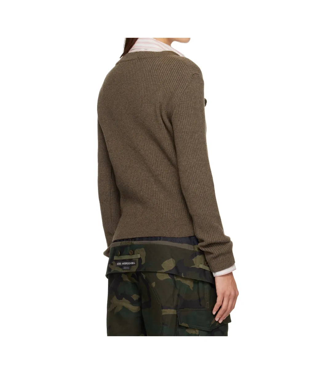 Ribbed Knit Wool Blend Cardigan