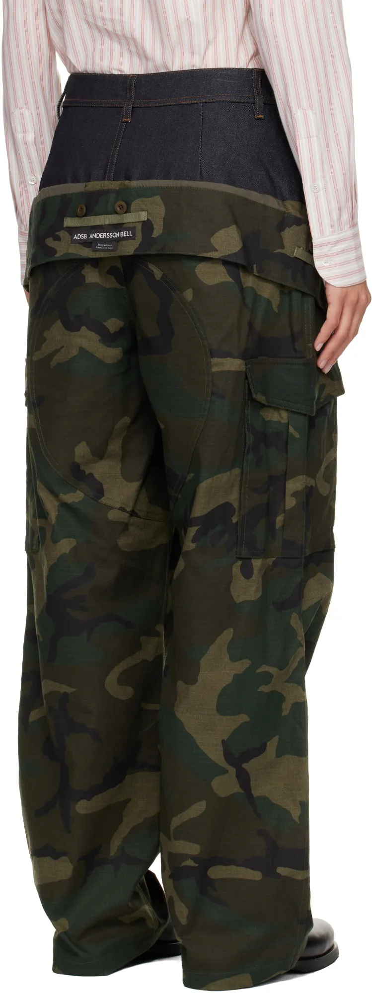 Camouflage Double-Waisted Cargo Wide-Leg Jeans