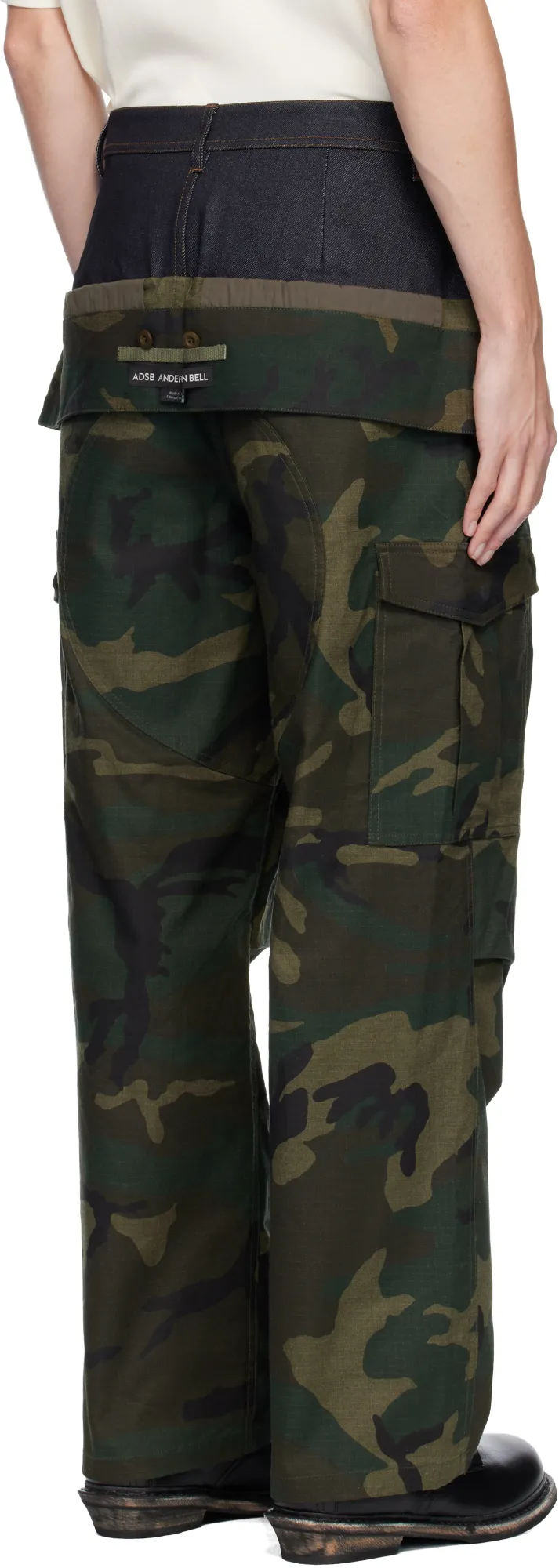 Camouflage Double-Waisted Cargo Wide-Leg Jeans
