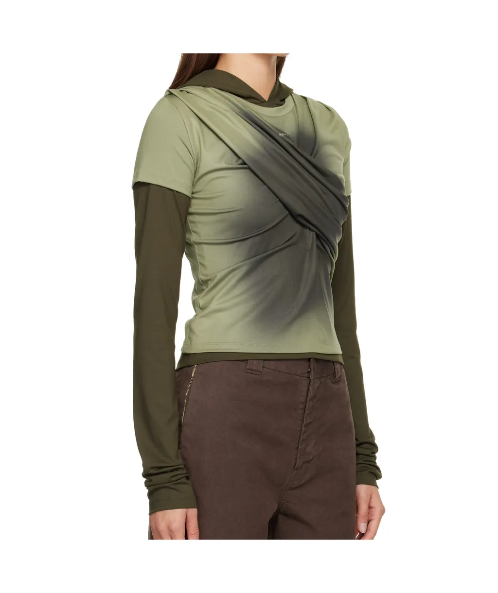 Pleated Hooded T-Shirt