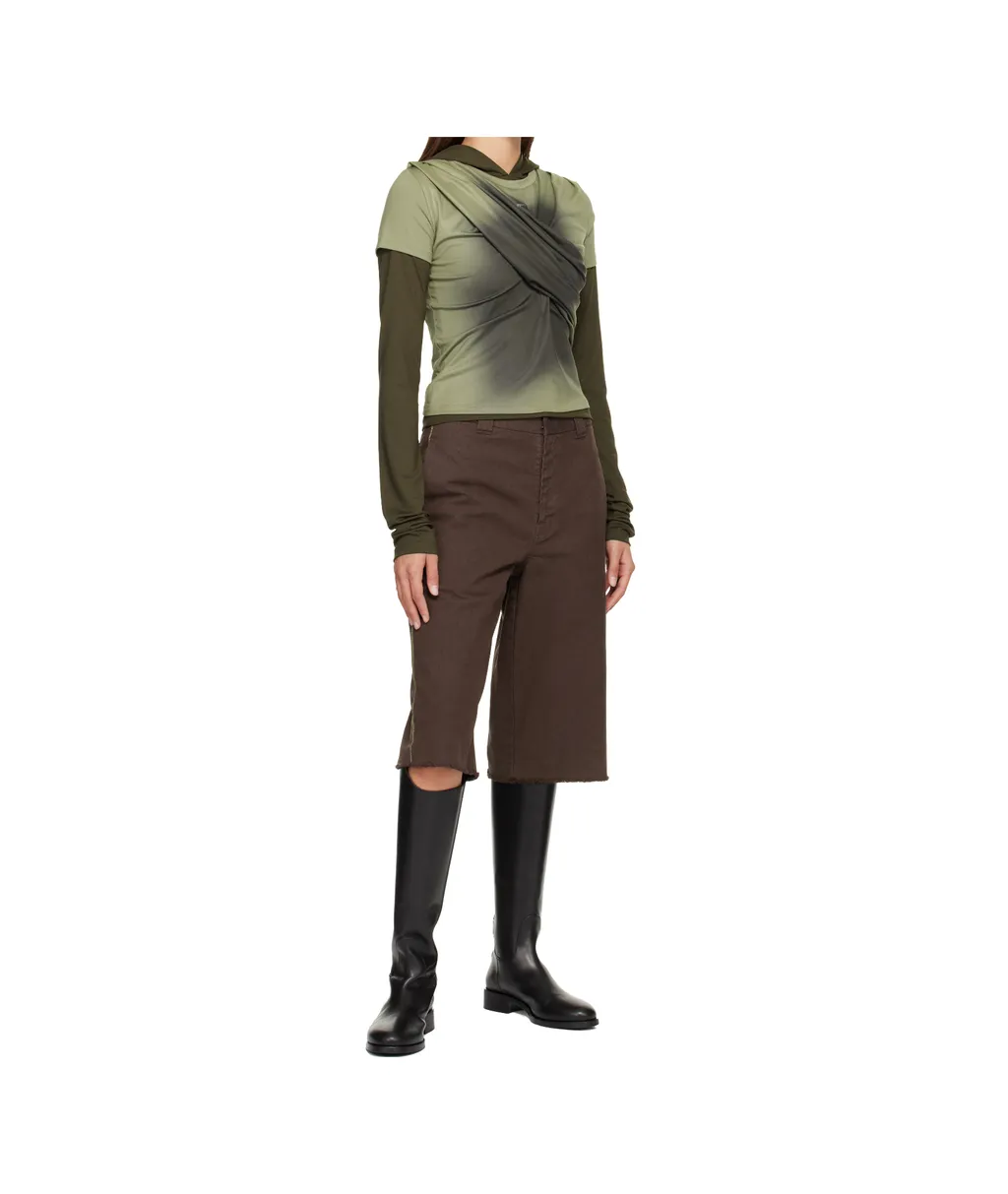 Pleated Hooded T-Shirt