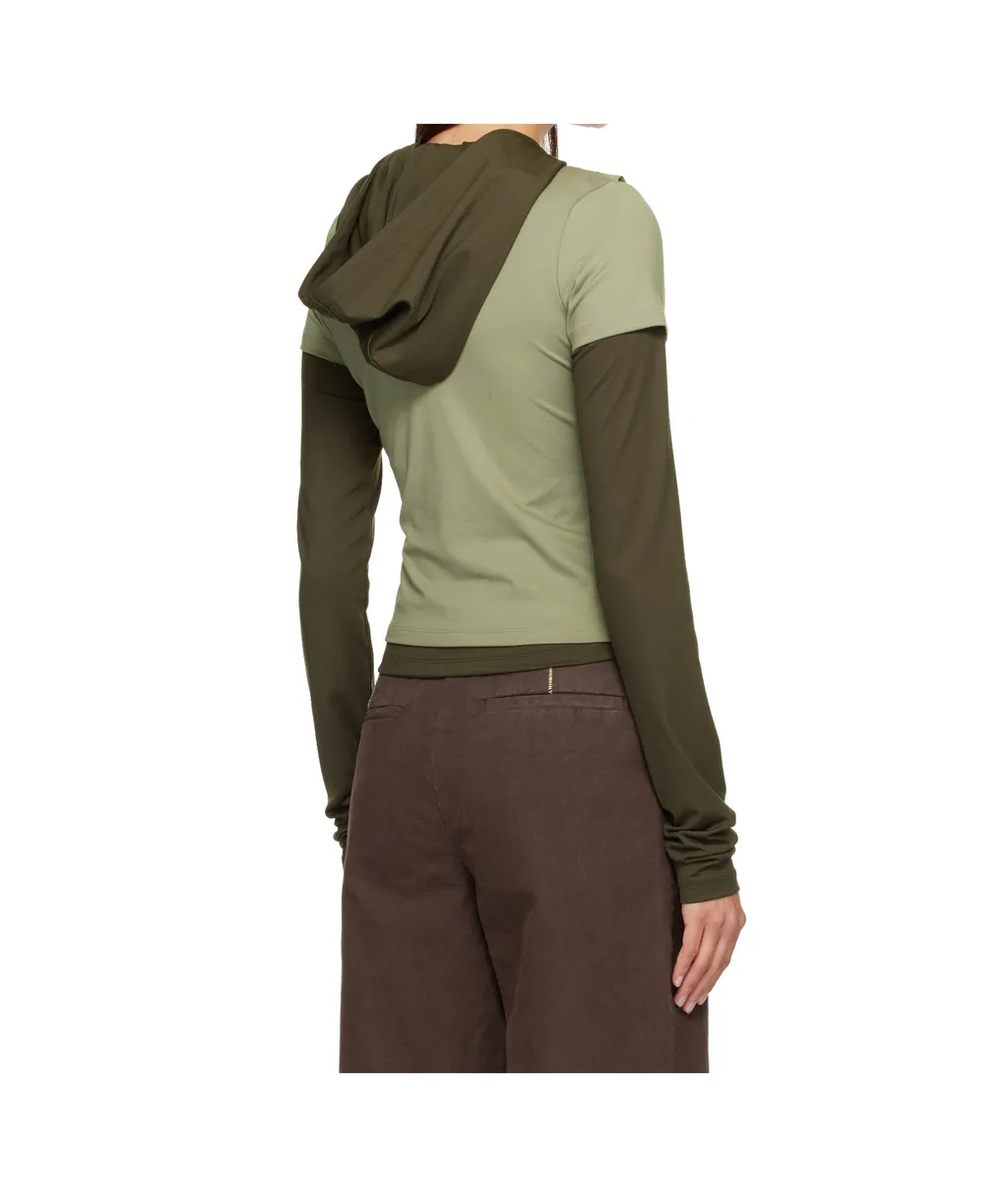 Pleated Hooded T-Shirt