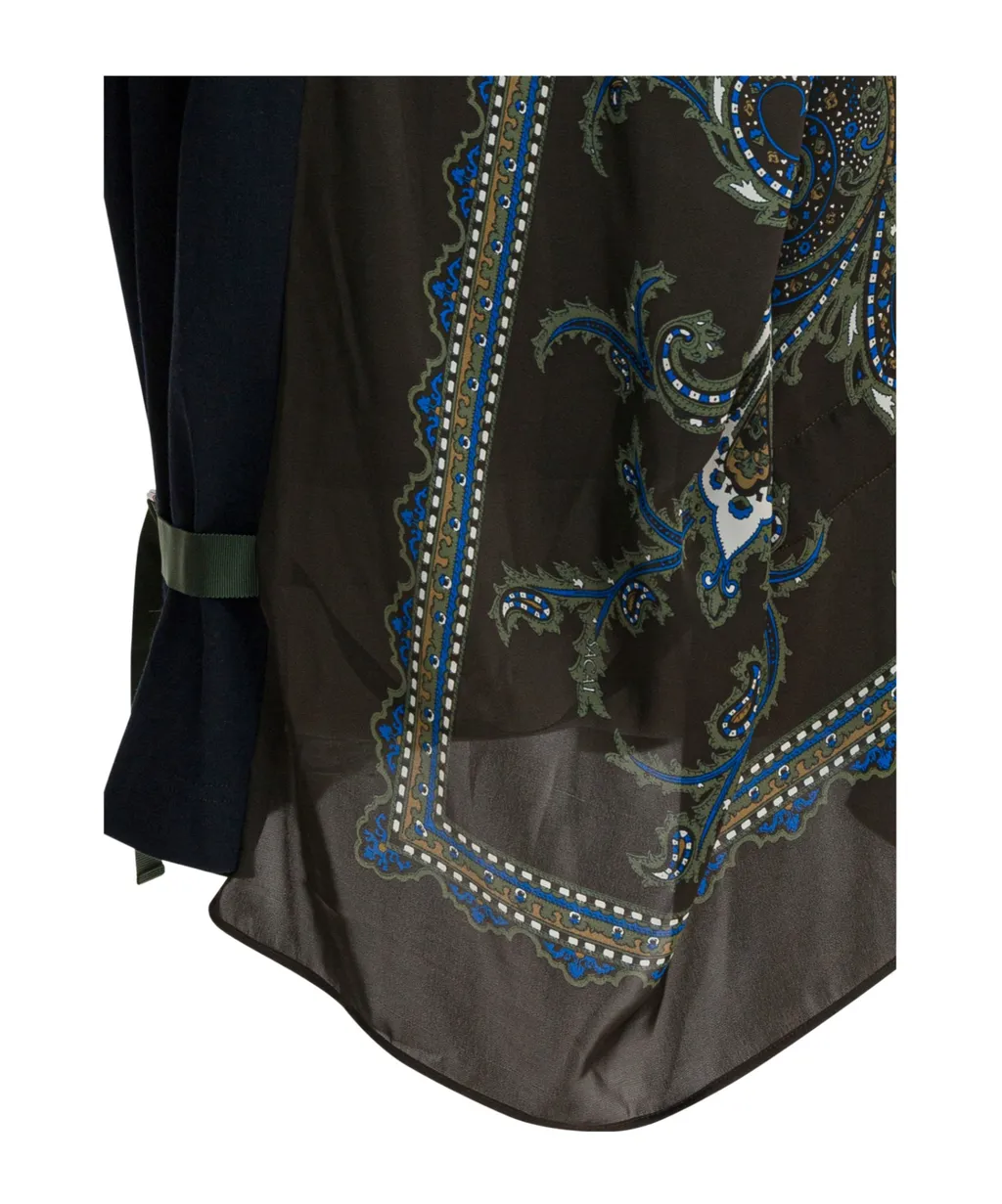 Sacai Paisley-Printed Panelled Asymmetric Top