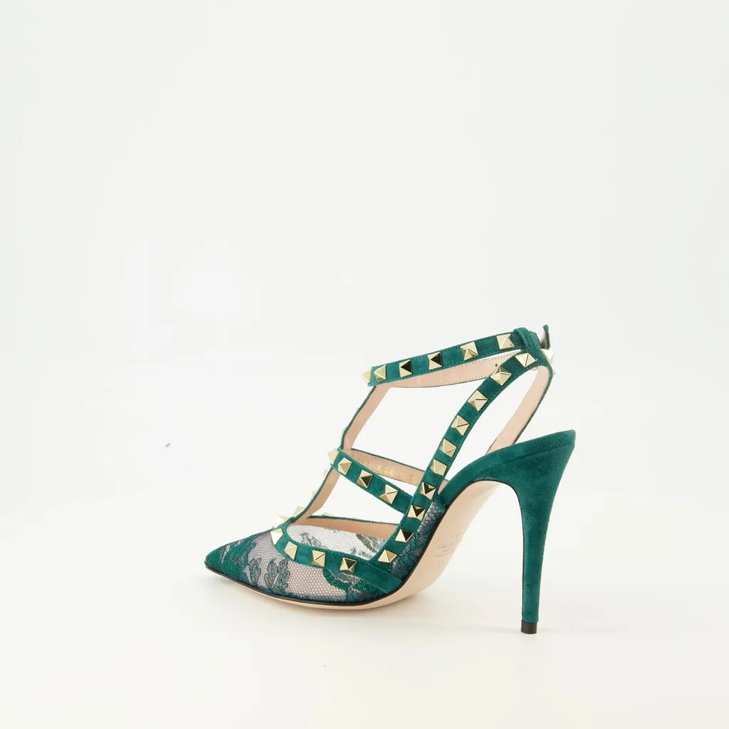 10Mm Rockstud Lace Court Pumps