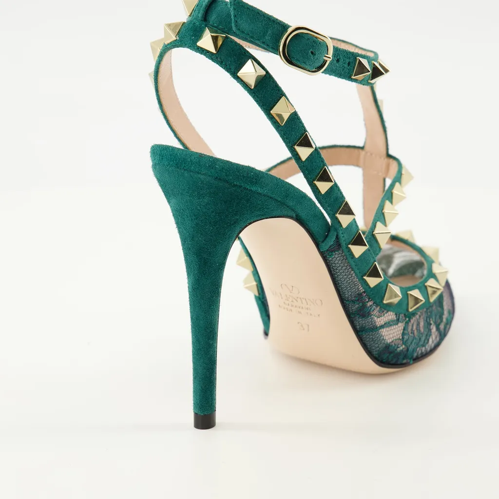 10Mm Rockstud Lace Court Pumps