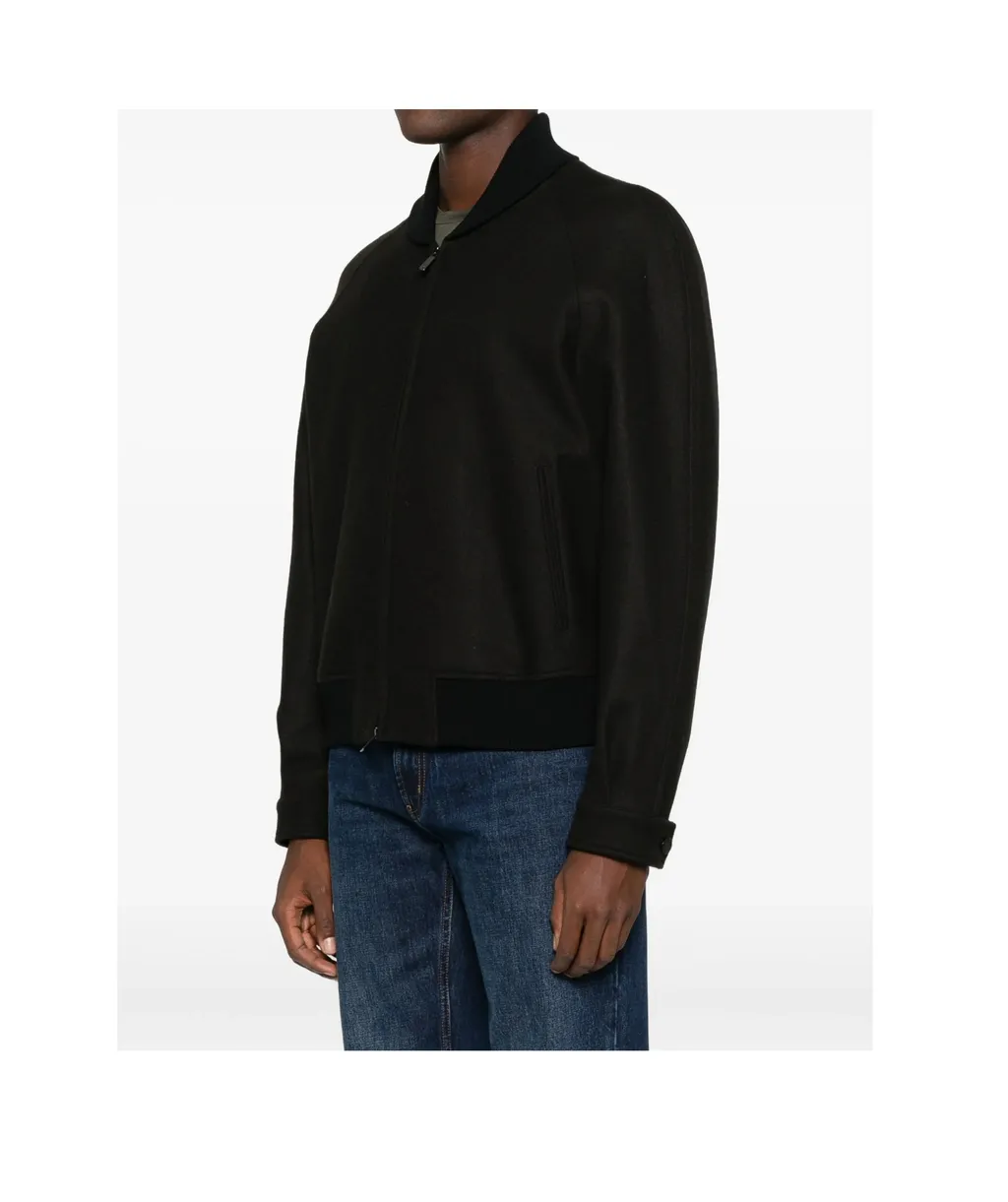 Zip-Up Pocketed Bomber Jacket