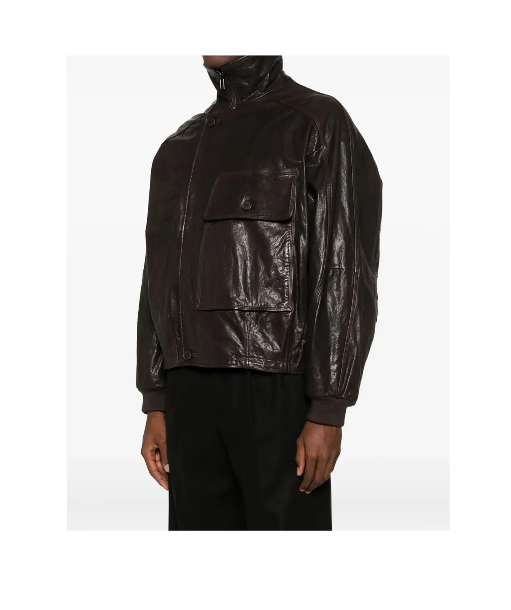Patch-Pocket Leather Jacket