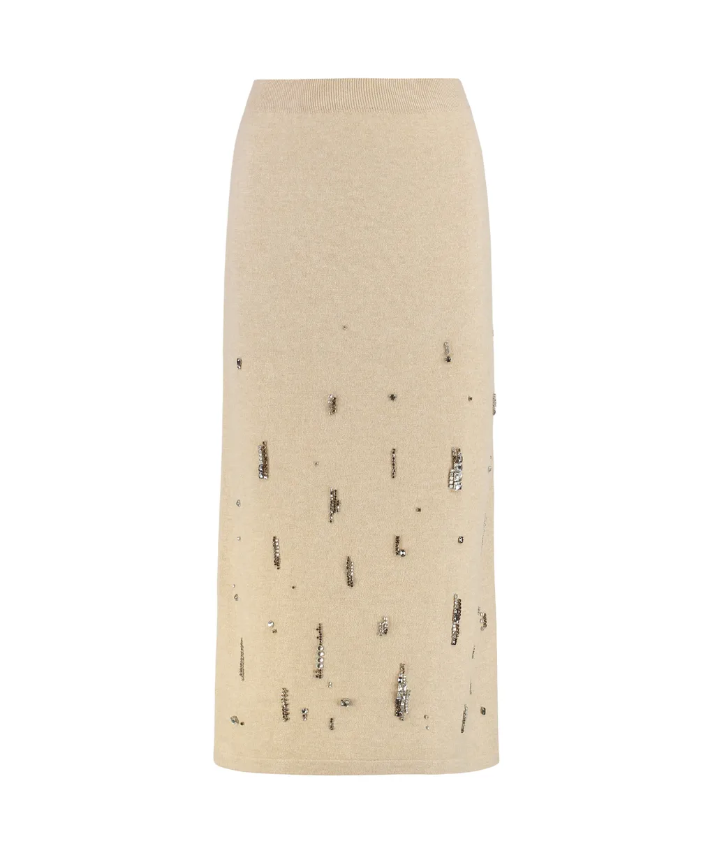 Fabiana Filippi Embellished Knitted Midi Skirt