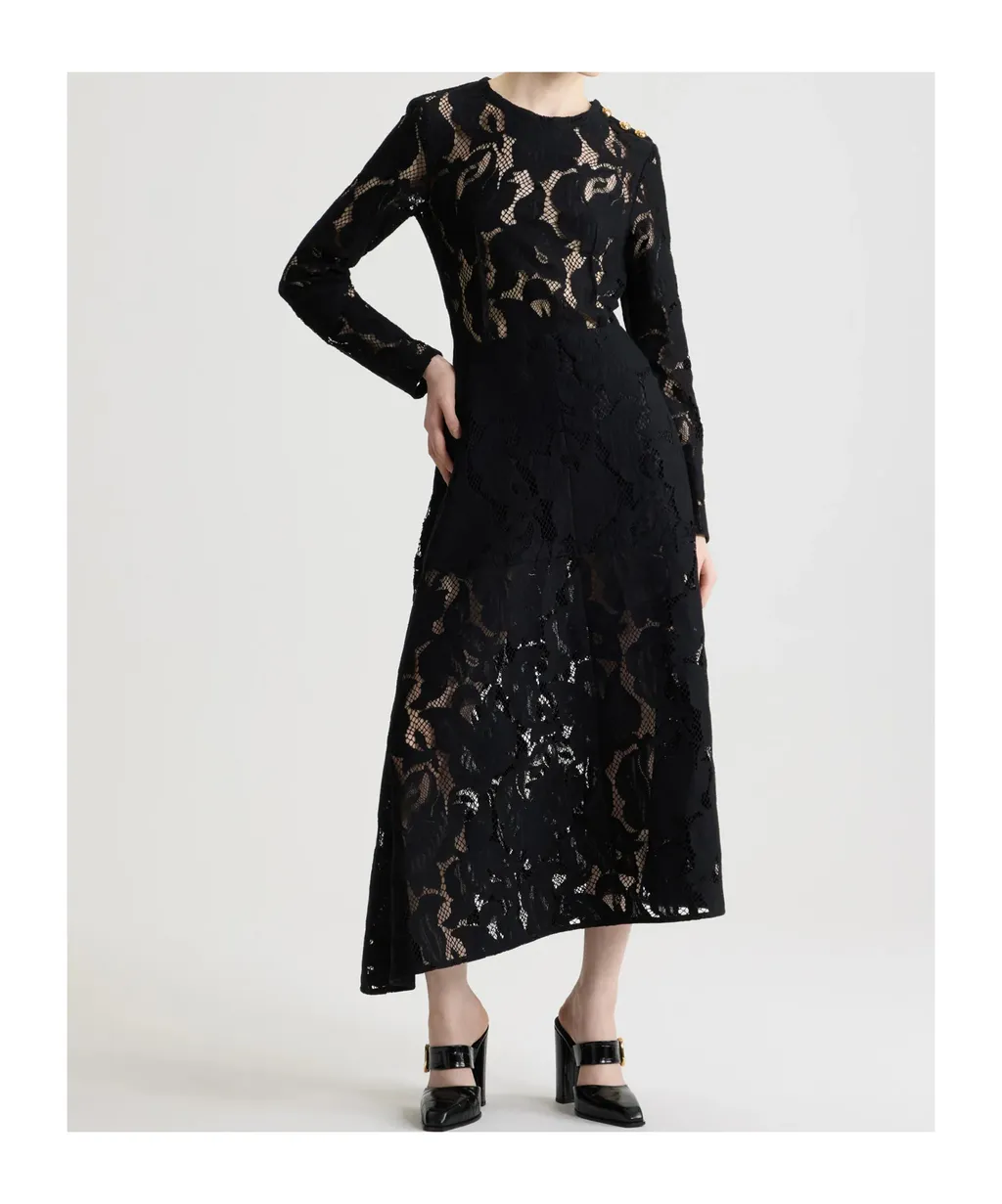 Patou Laced Long-Sleeves Midi Dress