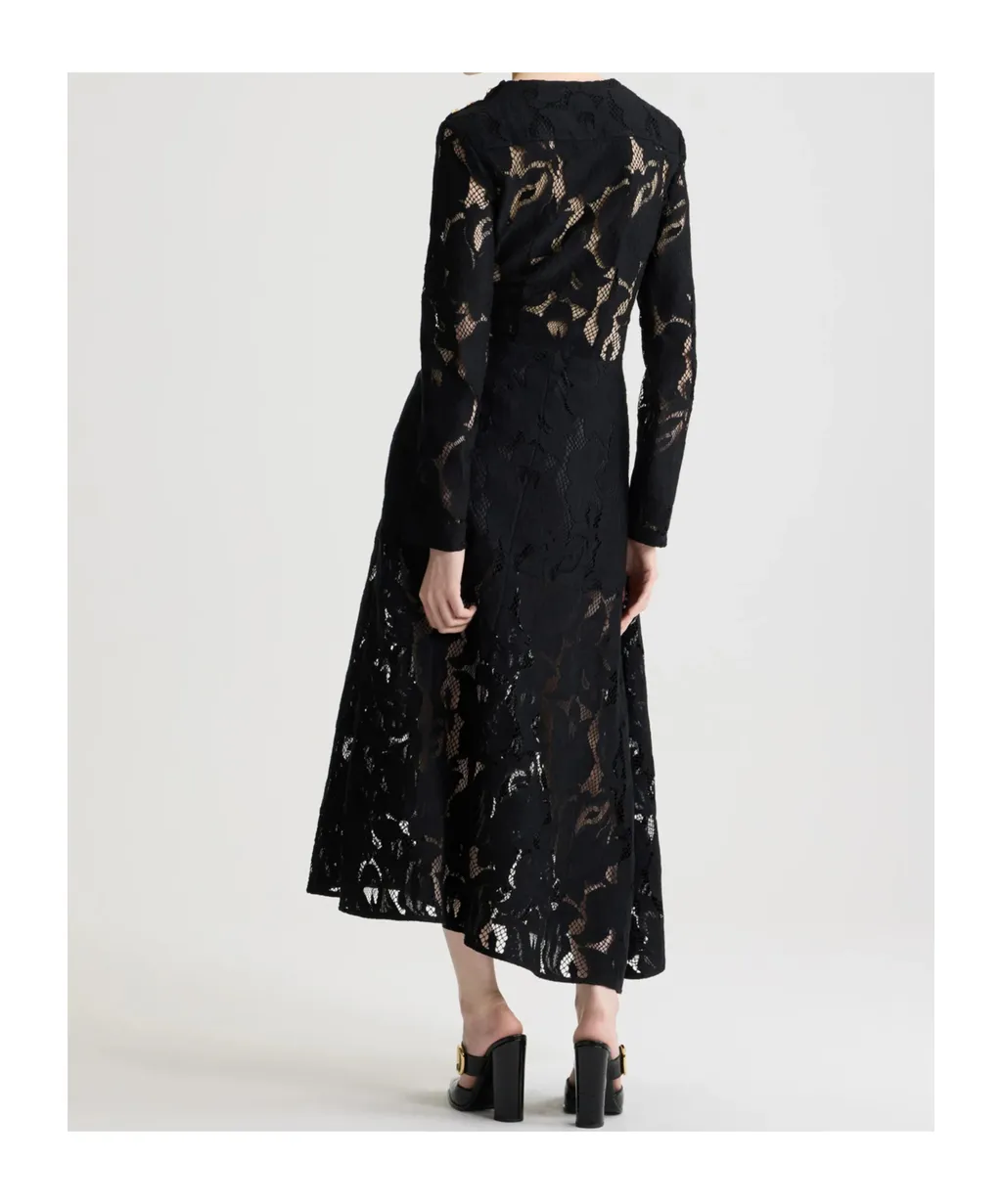 Patou Laced Long-Sleeves Midi Dress
