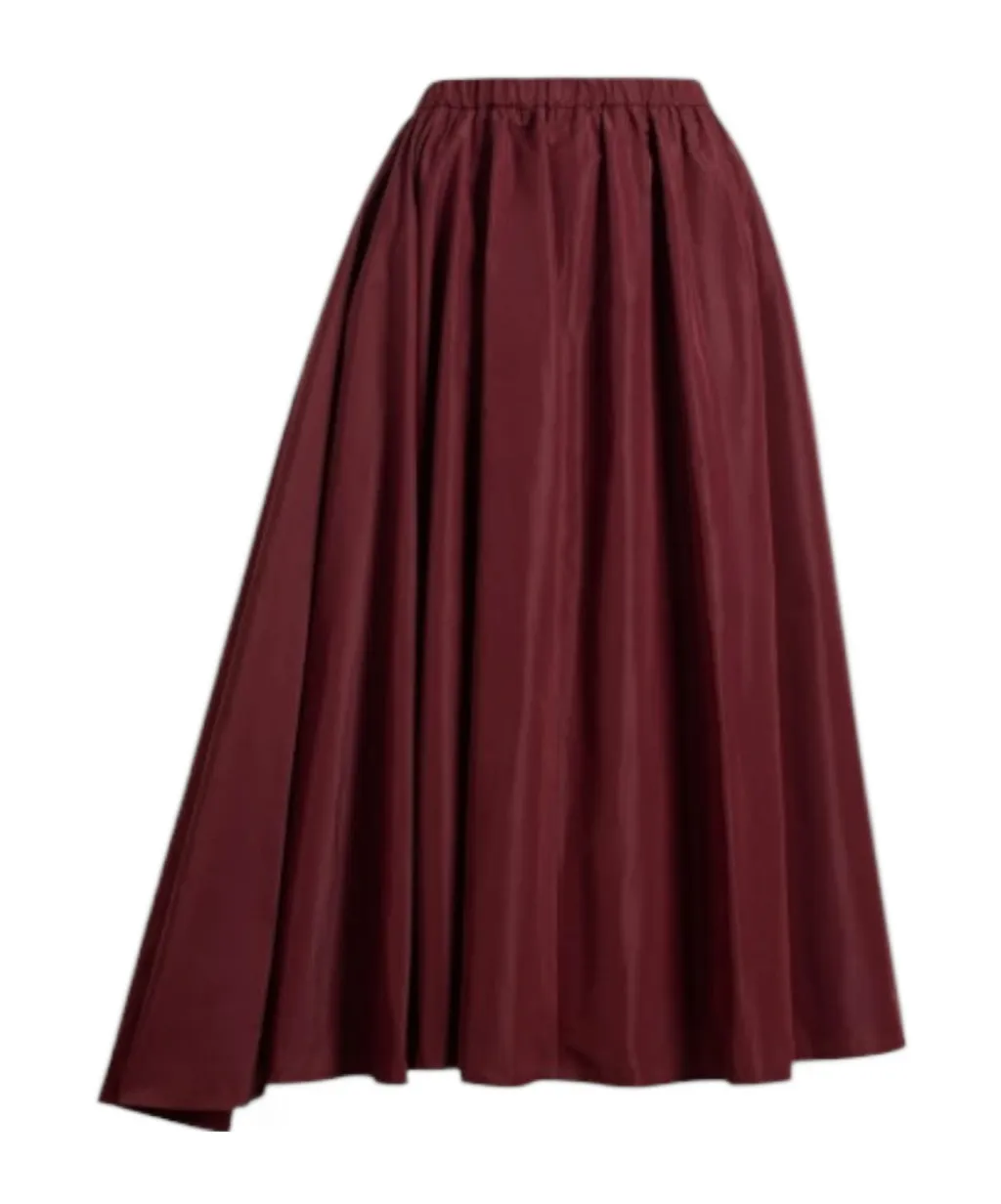 Asymmetric Faille Midi Skirt