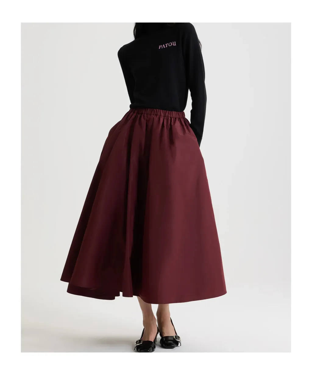 Asymmetric Faille Midi Skirt