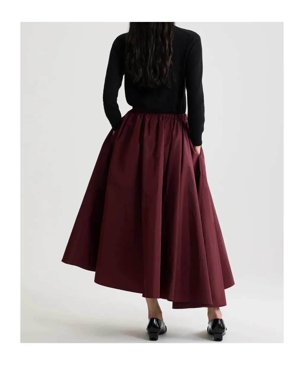 Asymmetric Faille Midi Skirt