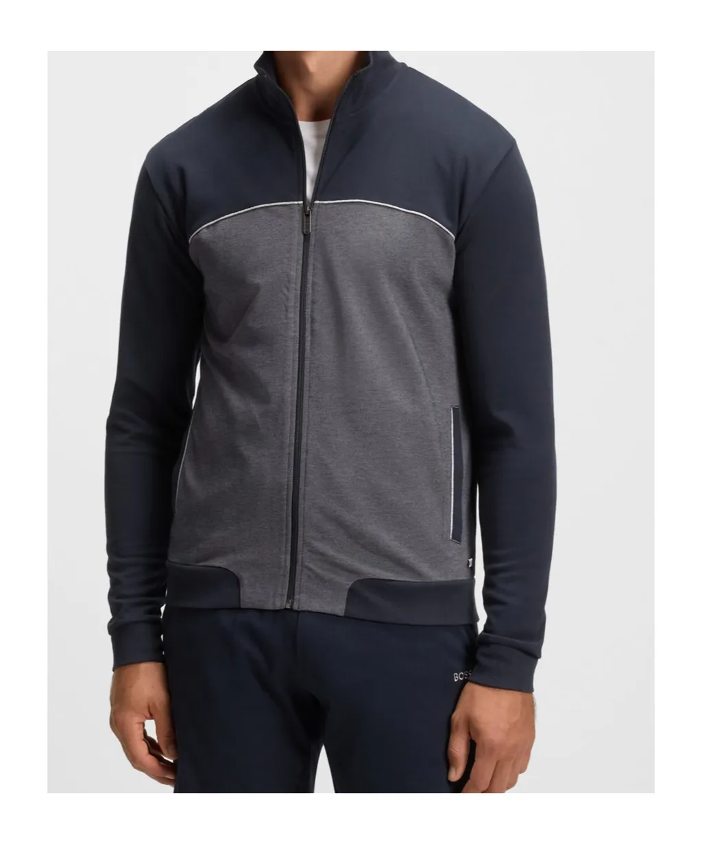 Zip-Up Colour-Block Sweatshirt