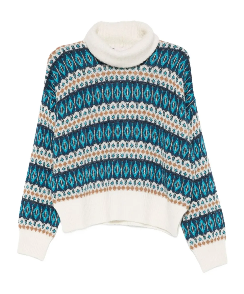 Patterned Turtleneck Sweater