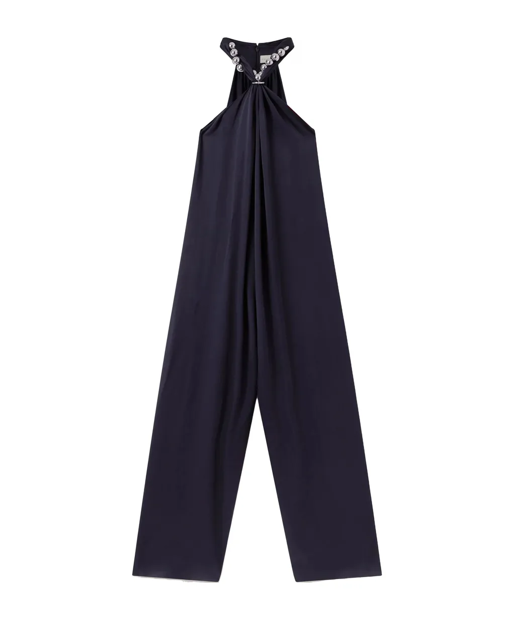 Stella Mccartney Ball-Chain Halterneck Satin Jumpsuit
