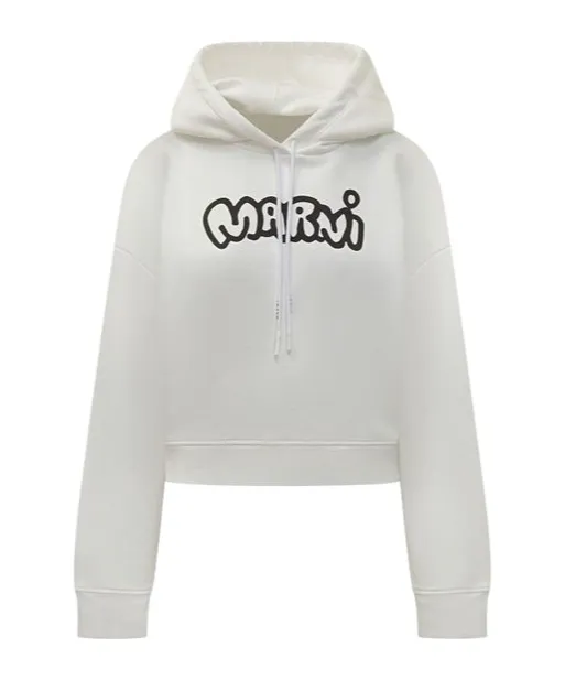 Marni Logo Printed Drawstring Hoodie