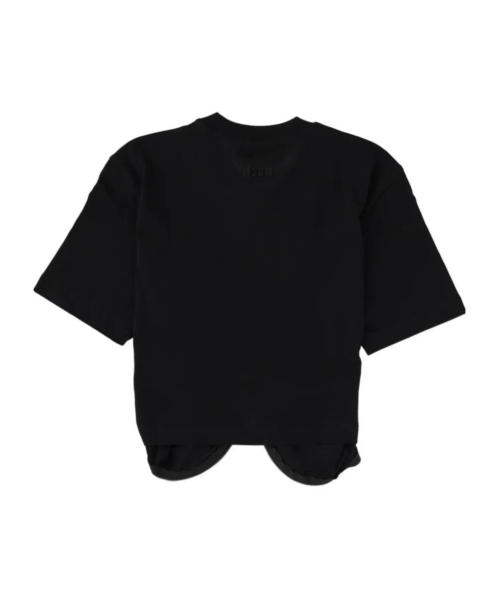 Msgm Zip-Detail Gathered T-Shirt