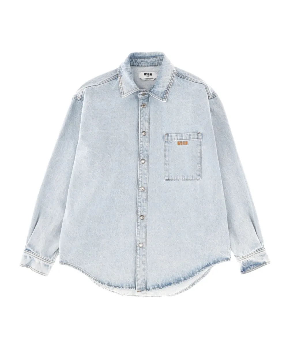 Msgm Marbled Denim Shirt