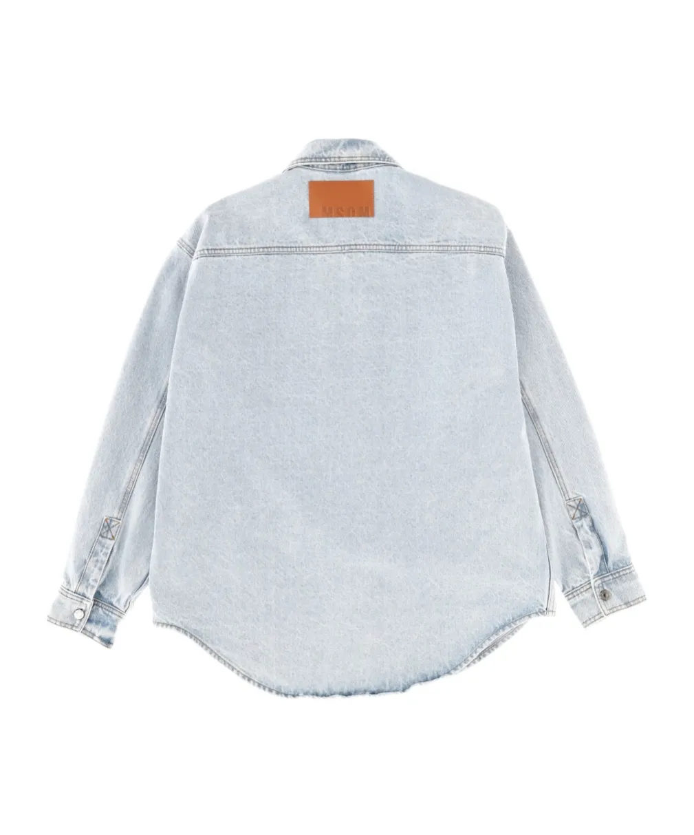 Msgm Marbled Denim Shirt