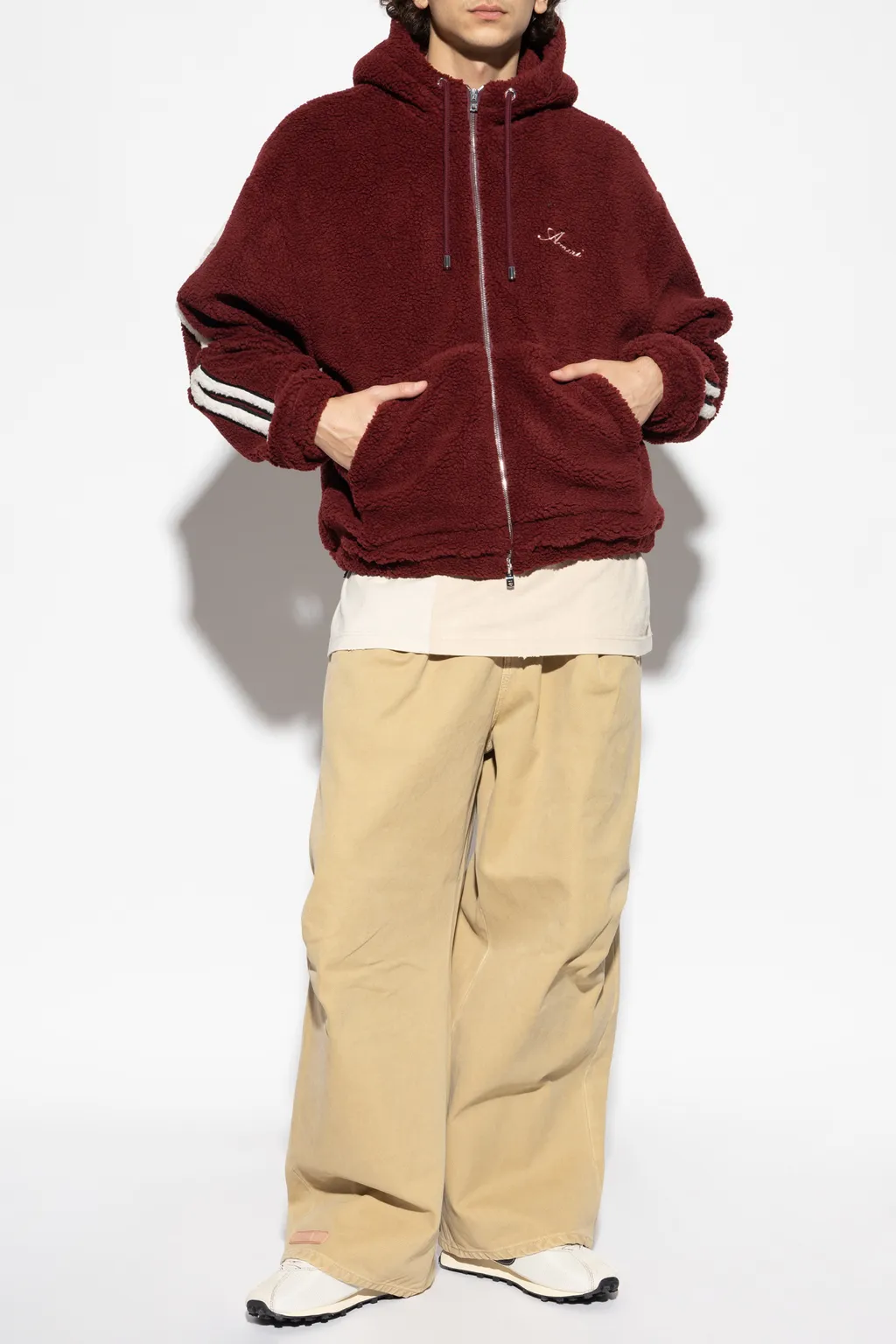 Bone-Detail Zip-Up Hoodie