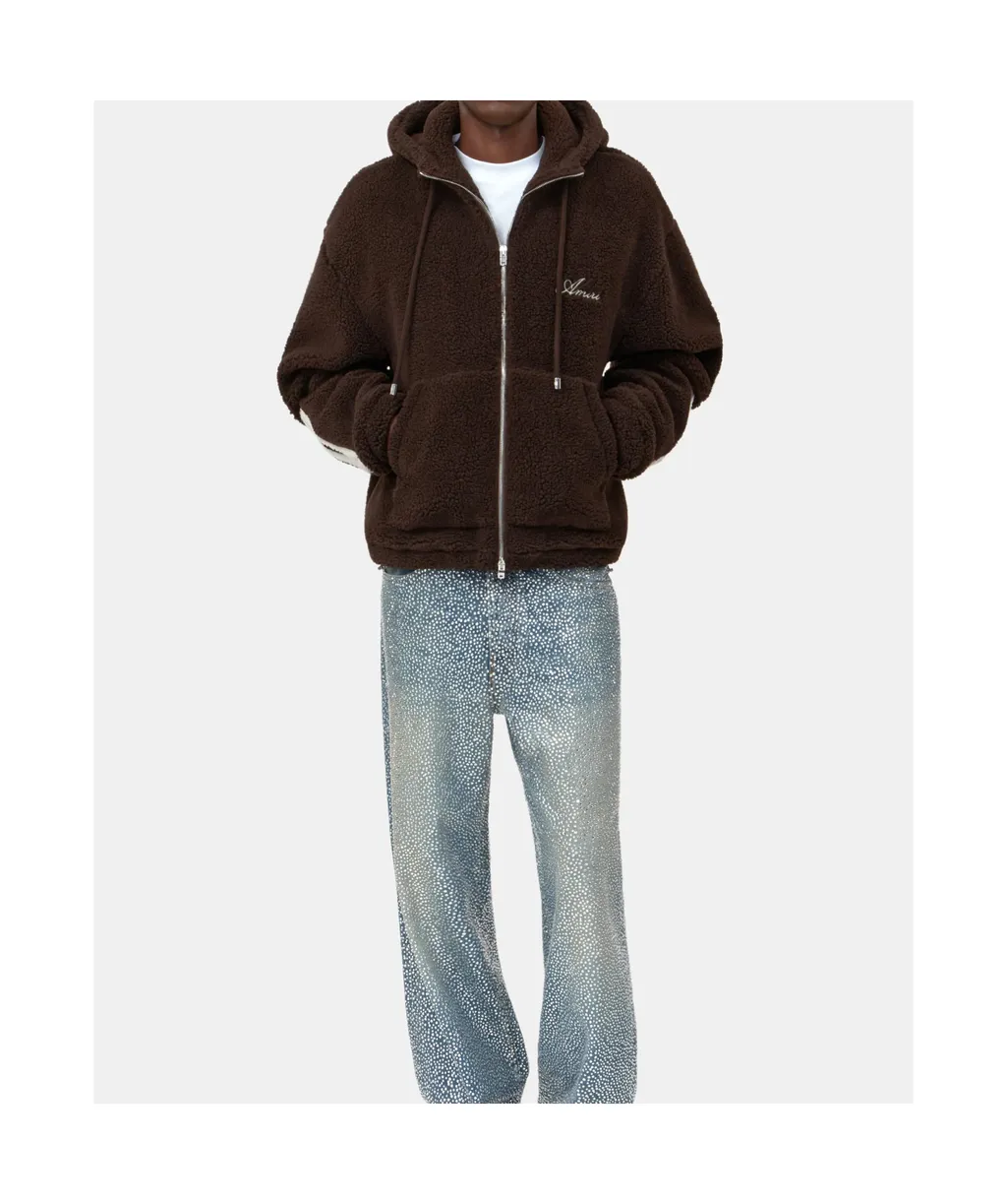 Zip-Up Bone-Detail Hoodie