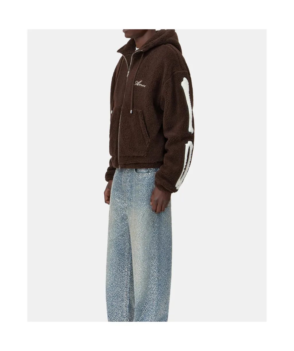 Zip-Up Bone-Detail Hoodie