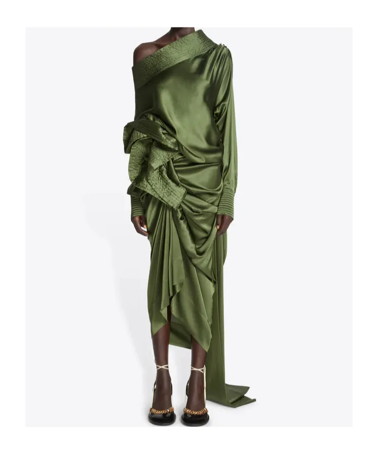 Draped Silk Satin Skirt