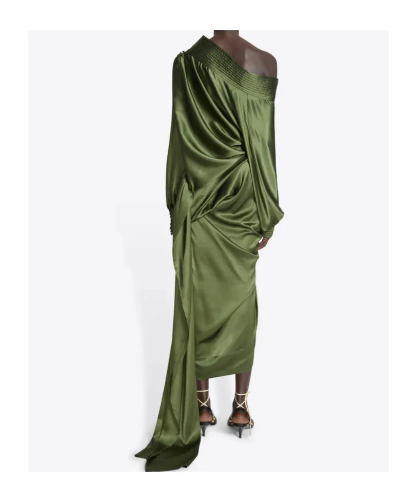 Draped Silk Satin Skirt