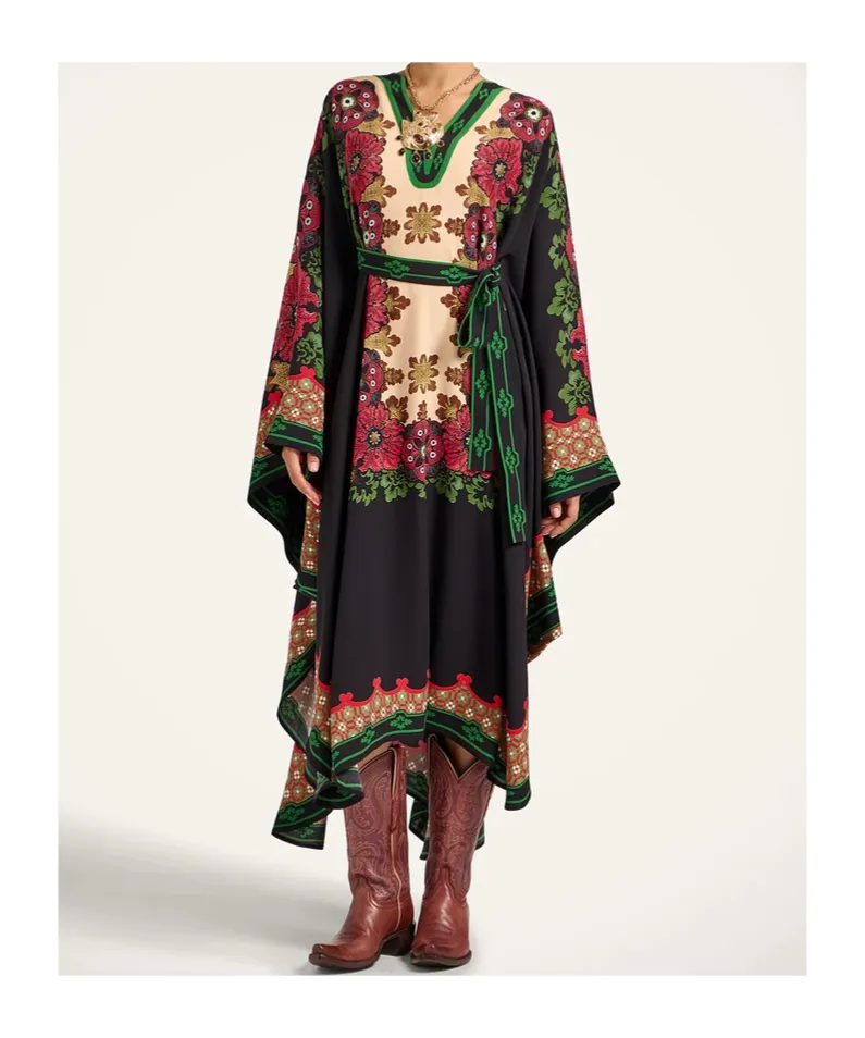Floral-Print Asymmetric Day Dress